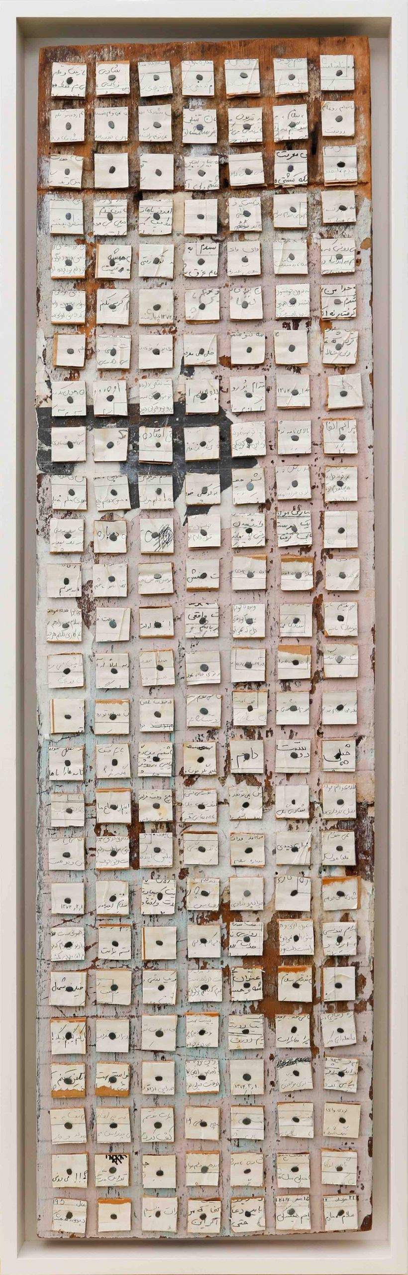 Letters 24, 2020, Photocopied letters pasted on wood, 37 x 11 in
Courtesy ADVOCARTSY and the artist.