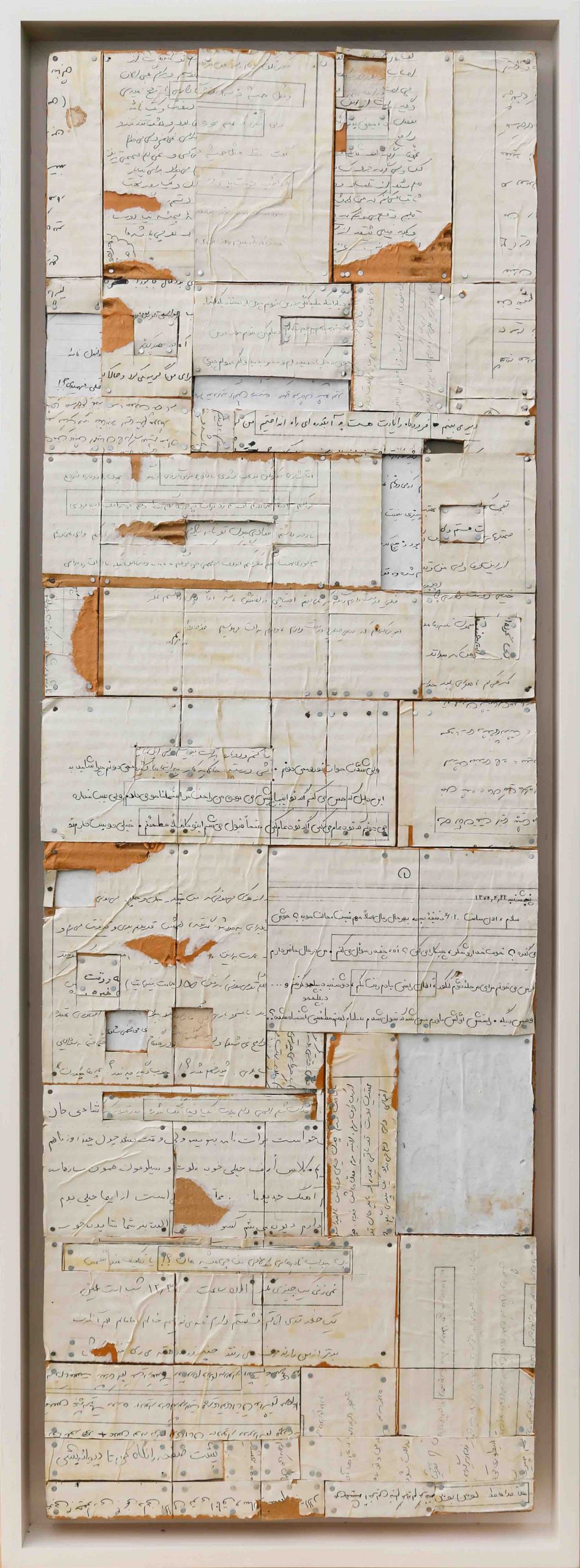 Letters 25, 2020, Photocopied letters pasted on wood, 37 x 11 in
Courtesy ADVOCARTSY and the artist.