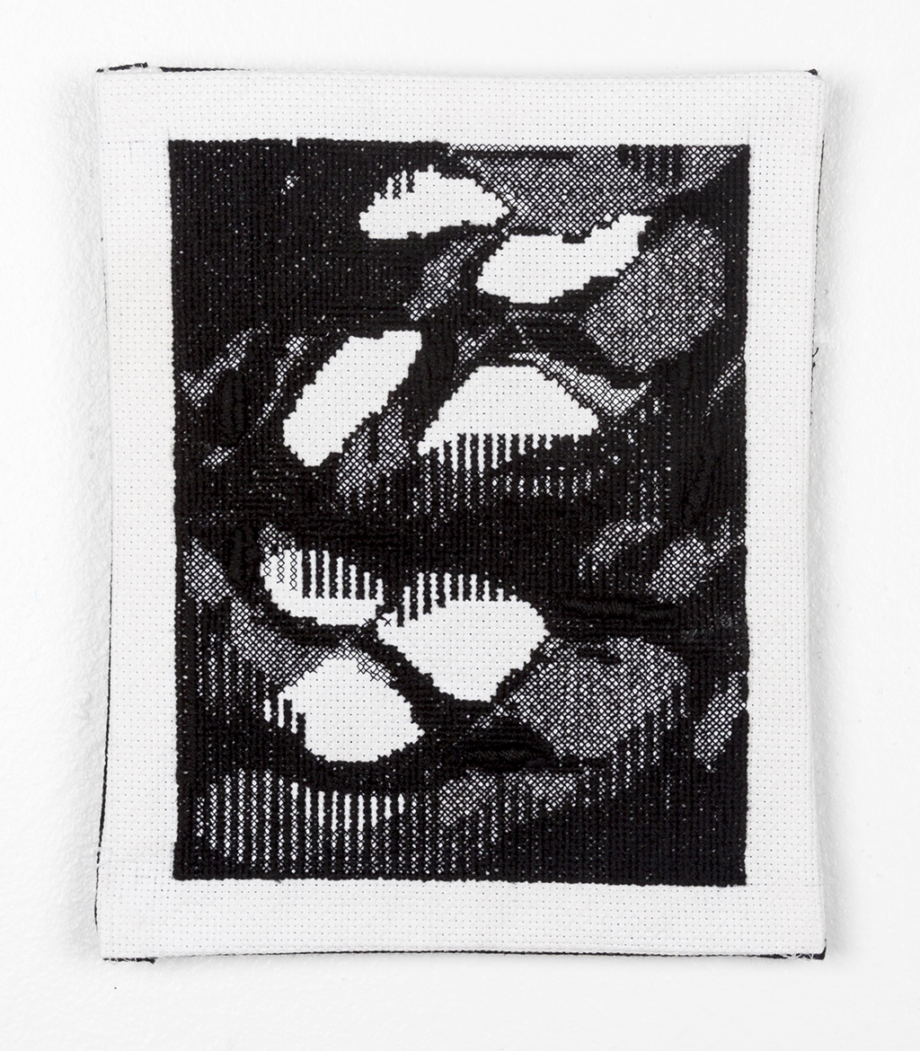 Samar Hejazi Monochrome W&B, 2017, Cotton thread and cotton fabric, 23 x 18. x 1 cm