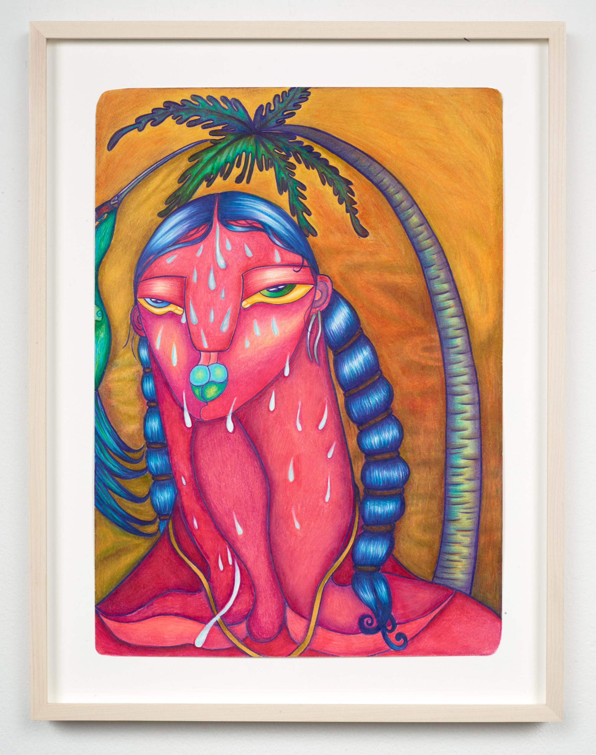 The girl from Ipanema, 2021, Colored oil pencil on paper, 20.25 x 15.5 in (Framed)
Courtesy the artist and Kapp Kapp