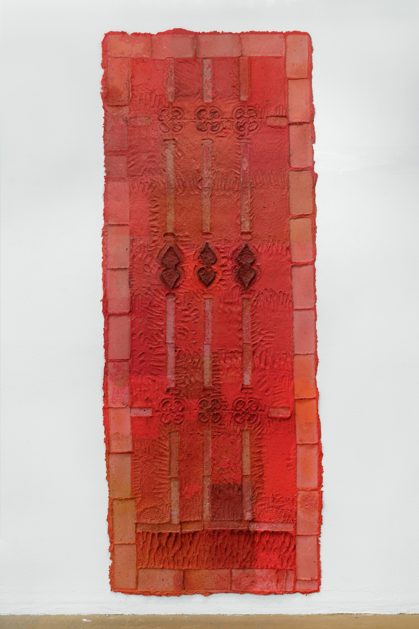 Fact & Intuition II, 2021, Dyed handmade paper, 100 x 37.5 in 
