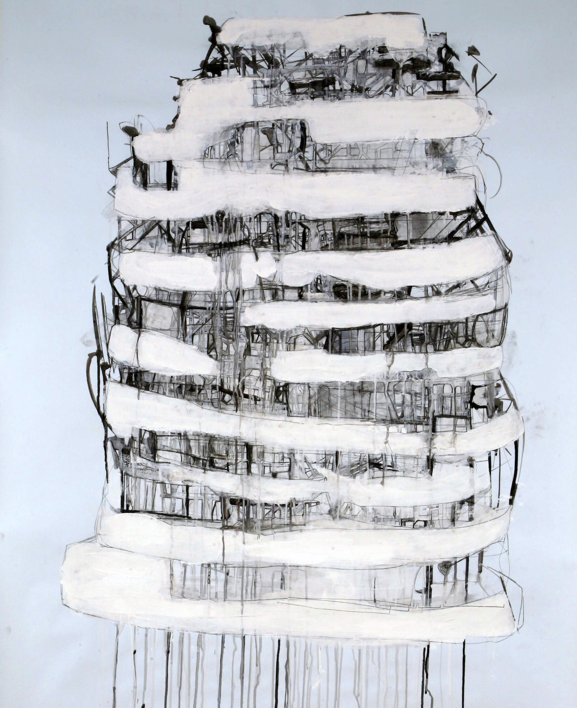 This Is A Cake Not A City, Ink, acrylic, pencil on paper, 70 x 40 in