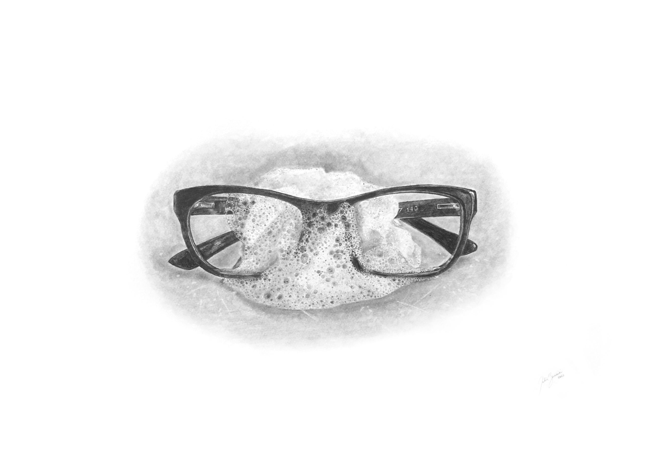My Glasses, 2022, Graphite on Paper, 35 x 50 cm. Courtesy of the Artist