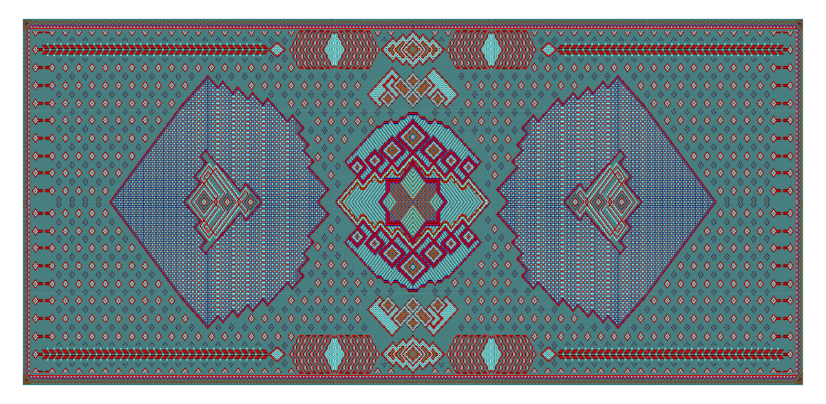 Zarghoon Carpet, 2015, Produced in Microsoft Word, Digital Print on Watercolour Paper, 44 x 90 in